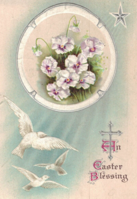 #ad C1910 Easter Cross White Dove Purple Flower North Star Emboss Gilt Vtg Postcard $30.25