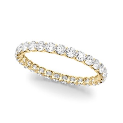 14K Gold or Sterling Silver U-Prong Eternity Band Lab-Grown Diamonds 1.00-6.00CT