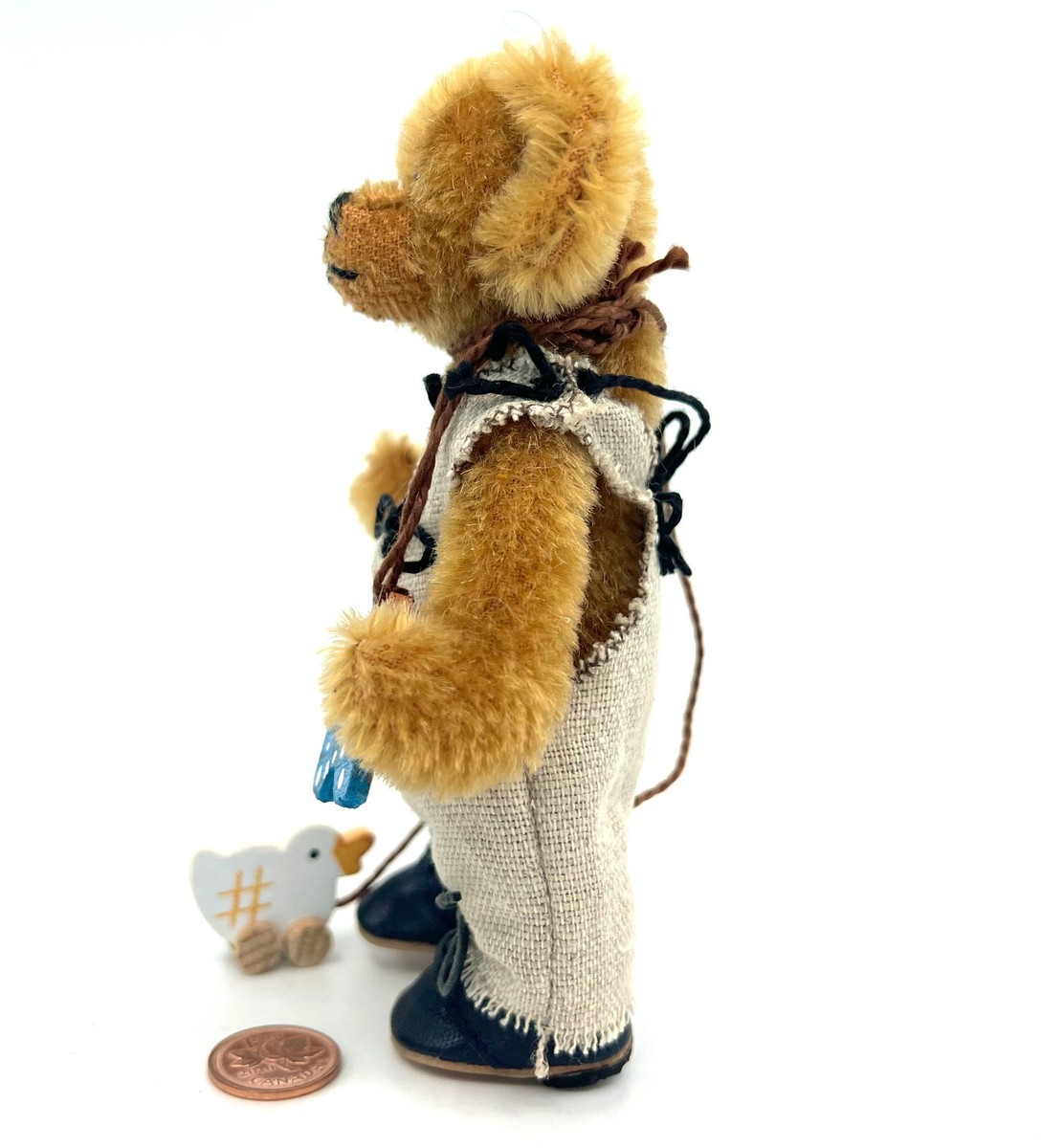 Artist Marga Wirtz Mini Teddy Bear 1993 Mohair Dressed w Duck Pull