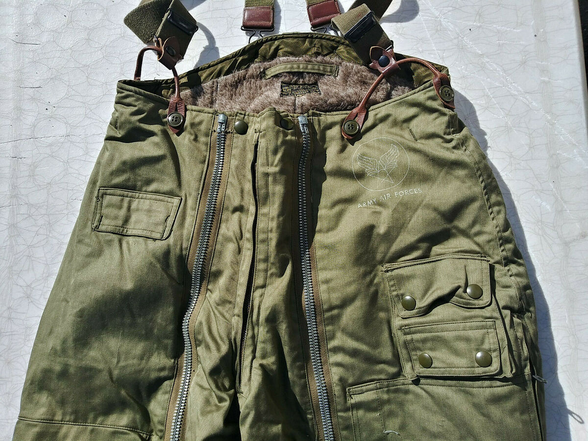 WW2 USAAF A-11A Heavy Flight Trousers w/ Suspenders Size 30 WW2 USAAF A-11A Heavy Flight Trousers w/ Suspenders Size 30