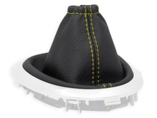 SCHALTMANSCHETTE FÜR NISSAN JUKE 2010-2019 SCHALTSACK NATURLEDER NAHT GELB