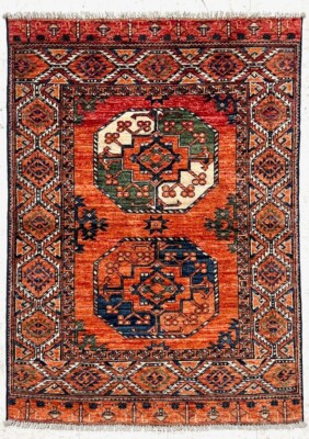 3x5 Ersari Rug Hand Knotted Rust Afghan Turkmen Wool Tribal Area Rug Oriental