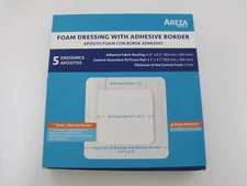 AREZA MEDICAL Foam Wound Dressing w/ Adhesive Borders (6.5" x 6.5") Box of 5