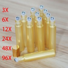 Gold Glass Roll On Roller Bottles 10 ml for Essential Oils, Perfume LOT SET