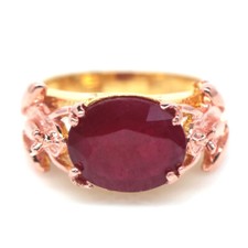 925 Sterling Silver 9 x 11 mm. Red Ruby Statement Ring Size 6.5