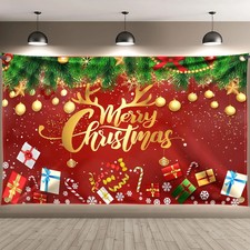 Merry Christmas Banner for Christmas Decorations - Large, 72X44 Inch, Red Merry