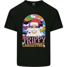Camiseta de algodón ligero Trippy Christmas LSD Santa Magic Mushrooms Navidad para hombre