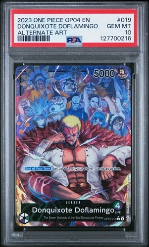 2023 ONE PIECE OP04-KINGDOMS OF INTRIGUE #019 DONQUIXOTE DOFLAMINGO PSA 10
