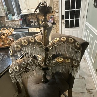 Vintage Art Deco Chandelier Mother of Pearl Rosettes