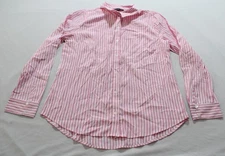 Fortune + Ivy Women's L/S Mandie Button Down Shirt AC2 Pink/White Medium NWT 