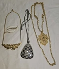 vintage crown trifari jewelry lot 4 Gold/silver Tone Enamel. Necklaces, Brooch