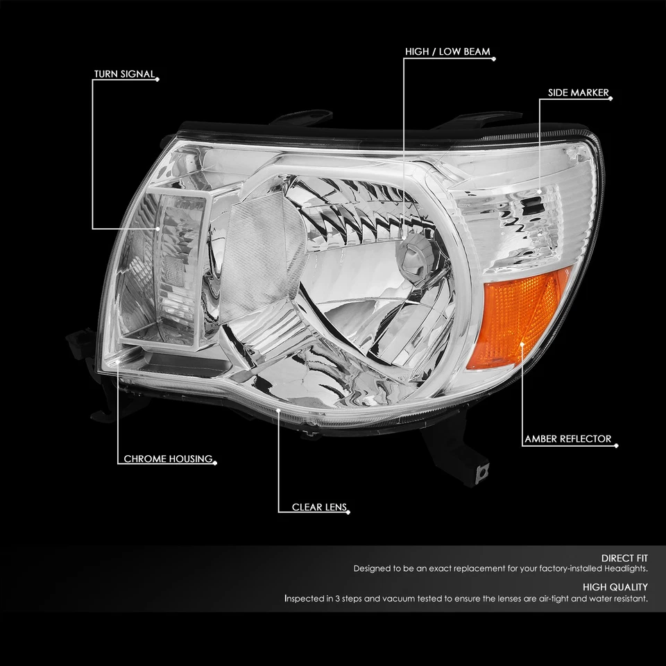 PARA 05-11 TOYOTA TACOMA CARCASA CROMADA ÁMBAR FAROS ESQUINEROS REPUESTO LÁMPARAS Foto 2 de 4
