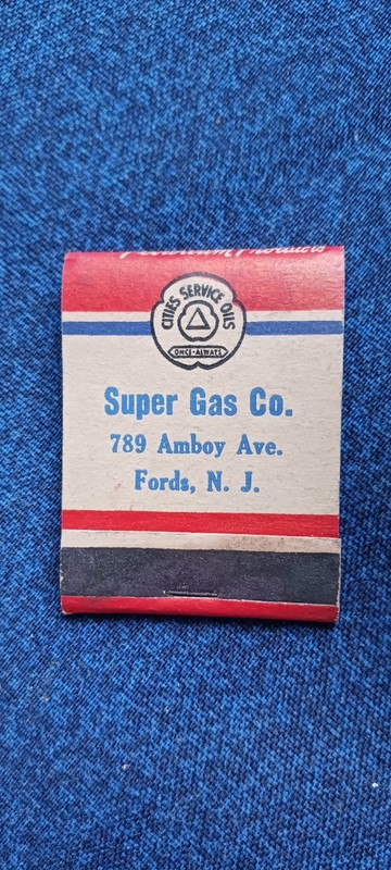SUPER GAS COMPANY...FORDS NJ....1950S.....UNSTRUCK MATCHBOOK