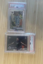 2x Lionel Messi PSA lot - PSA 9 2022 Optic Holo & PSA 10 2021 Topps Now UCL