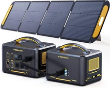 VTOMAN 2376Wh Portable Power Station Bundle with Extra Battery & 200W Solar Pane