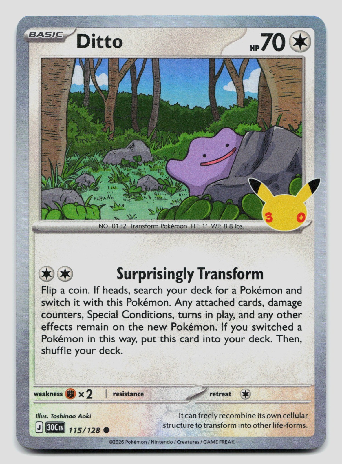 Pokemon Ditto Common ME: 30th Celebration 115/128 NM