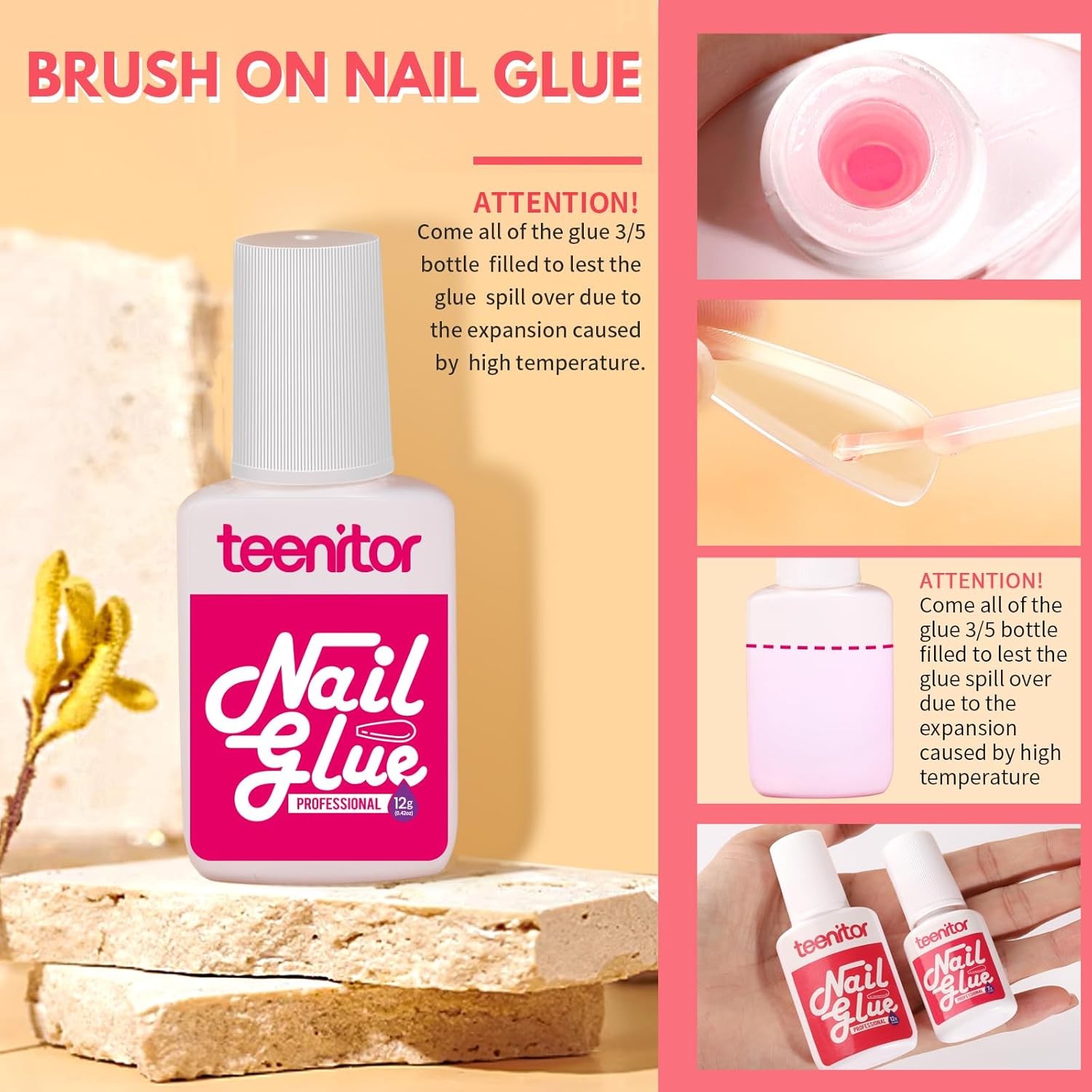 Teenitor Clear Coffin Nail Tips Set, Long Acrylic Nail Kit Full Cover Clear Pres