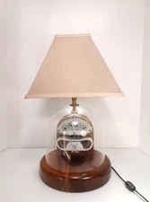 Vtg Arcman GE Electric Meter Table Lamp Plastic Dome w/ Shade Works