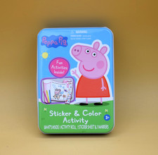 Travel Size Peppa Pig Sticker  Color Activity Kit In Metal Tin