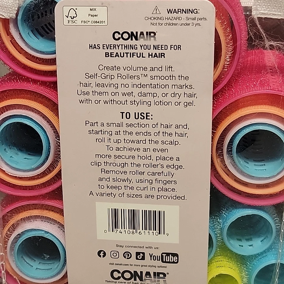 Rodillos autoagarrables Conair, colores surtidos, 31 unidades suaves y elevables voluminosos  Foto 4 de 4
