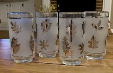 Set Of 4 Silver Leaf Libbey 16 oz. Glass Tumb...