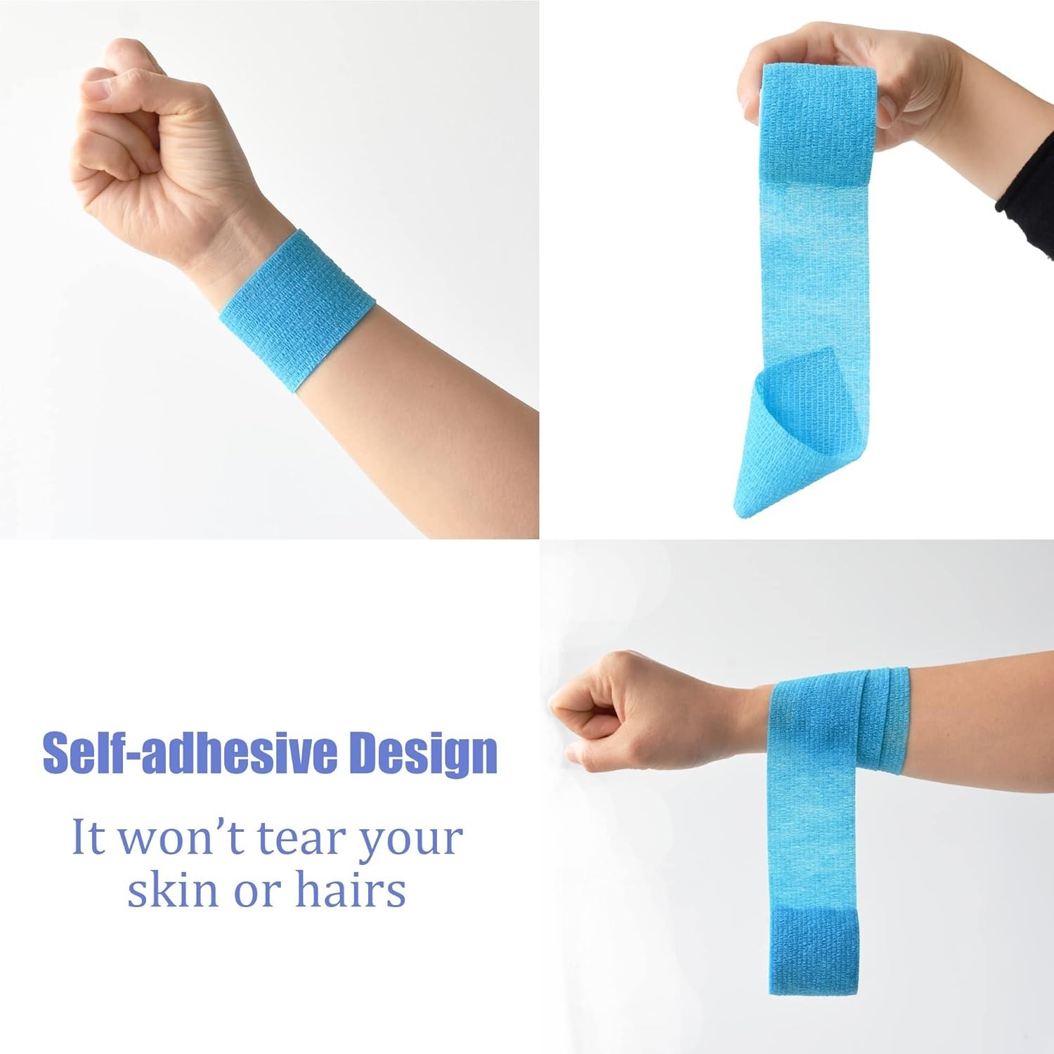 6 Rolls Elastic Self Adhesive Bandage Wrap, Vet Tape, Medical Tape 2 In x 5 Yds