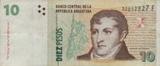 Argentina / Argentinia - 10 Pesos - ND (1998-2003) - Series F - Used