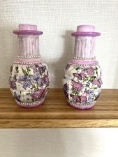 Handcrafted Decorative Vases Featuring Decoupage and Rhinestone Embellishments.