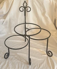 3 Tier Iron SWIVEL PIE PLATE PLANT STAND - Rustic Bronze Rack Display 15.75”