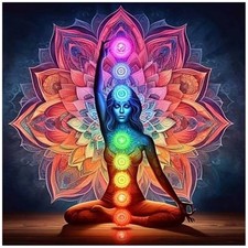 5D Chakra Mandala Diamond Painting Kit for Adults, Full Drill Round Chakra
