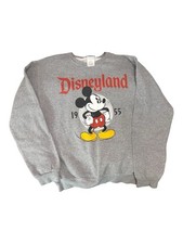 Disney Parks Mickey Mouse Disneyland Gray Crewneck Fleece Pullover Sweatshirt S
