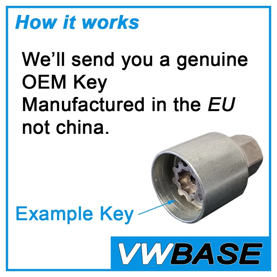 VW Jetta Wheel Lock Nut Key Lug Genuine OEM Locking Key Match Matching Security - Image 3 of 4