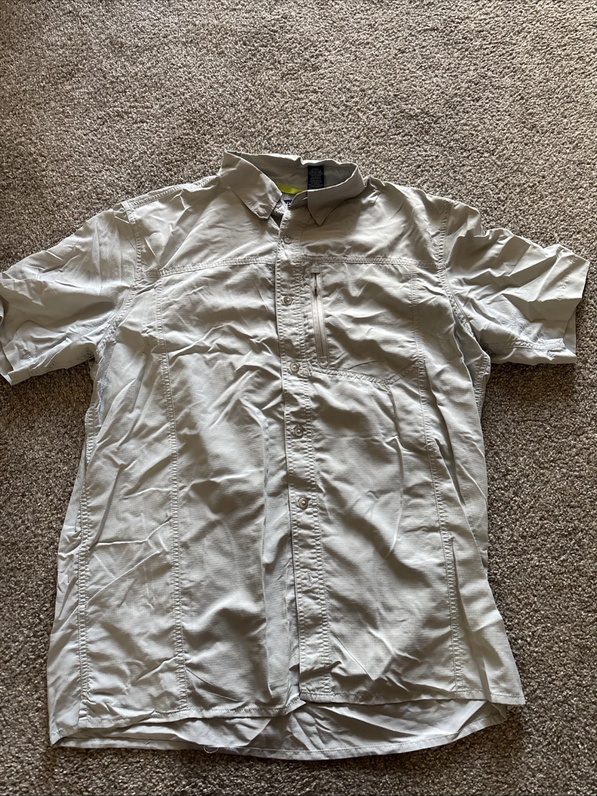 Mens Grey Short Sleeve Chaps Fishing Shirt Size Large