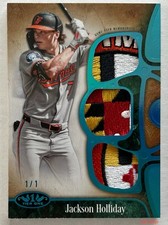 2026 Topps Tier 1 JACKSON HOLLIDAY #T1R-JR Triple Relic 1/1 Baltimore Orioles