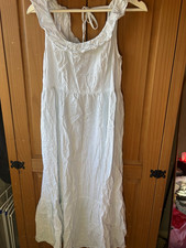 Primark White Maxi Dress Scoop Neck Sleeveless Regular Fit Women’s UK 10
