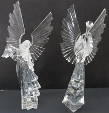 2 Acrylic Angels Playing Instruments Christmas Table Decorations Lot 11" D4529
