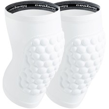COOLOMG Basketball Knee Pad Youth Adult, Compression Anti-slip Knee WHITE