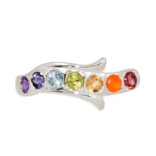 Healing Chakra - Natural Amethyst Peridot 925 Silver Ring s.7 CR75624