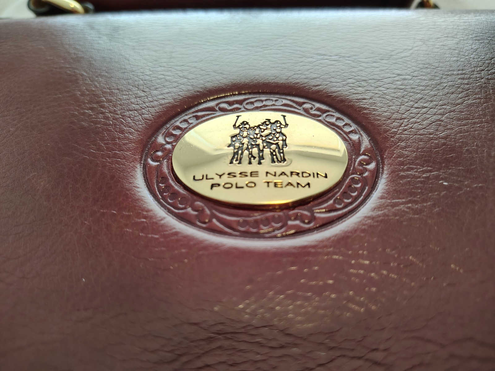 Ulysse Nardin briefcase dark red leather Italian 16"x13"x6" expanded 2" closed image 2