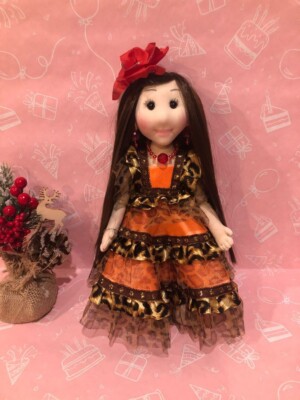 Interior Handmade Textile Doll Girl 9'' Tall Artist Made