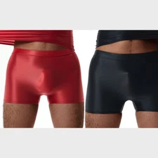 Mens Sissy Glossy Sheer Underwear Sexy Boxer Briefs Trunks Shorts Underpants