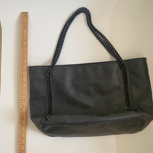 Mossimo Women's Black Tote Bag with Chain Handles Elegant Minimalist Fall - Picture 3 of 10