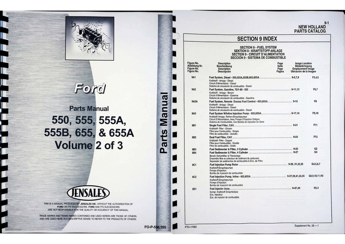 Ford 550 555 655 655A 555A 555B TLB Tractor Loader Backhoe Parts