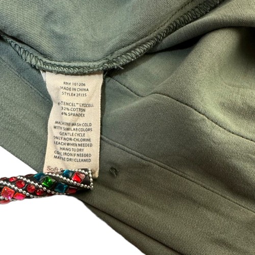 Soft Surroundings Womens Button Up M Roll Tab Green Shacket Shirt Loose Classic - Picture 5 of 14