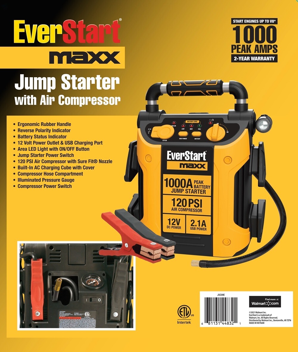 Portable Power Booster Pack Heavy Duty Battery Jump Starter Box USB