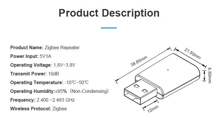ZigBee 3.0 Signal Repeater USB-Detektoren für Smart Life Home Security