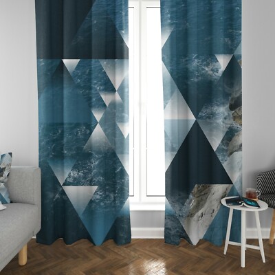 Ocean window curtains blue beige sacred geometry drapery ocean drapes ...