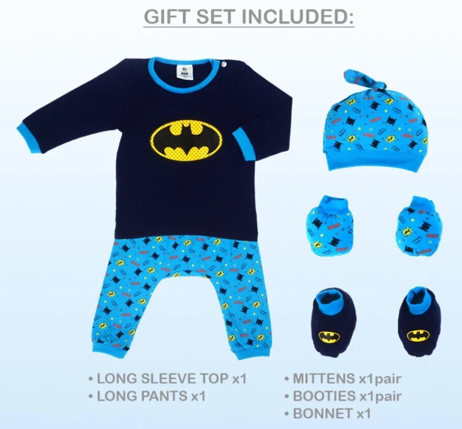 Anakku Newborn DC Batman Baby Boy 5pcs Gift Set Baby [0-6 Months