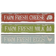 Set/3 Mini Signs FARM FRESH MILK, CHEESE, EGGS Classic Country Rustic Farmhouse