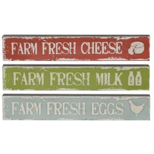 Set/3 Mini Signs FARM FRESH MILK, CHEESE, EGGS Classic Country Rustic Farmhouse